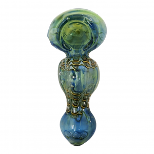 5" Gold Fumed Art Double Glass Hand Pipe [SG2917]